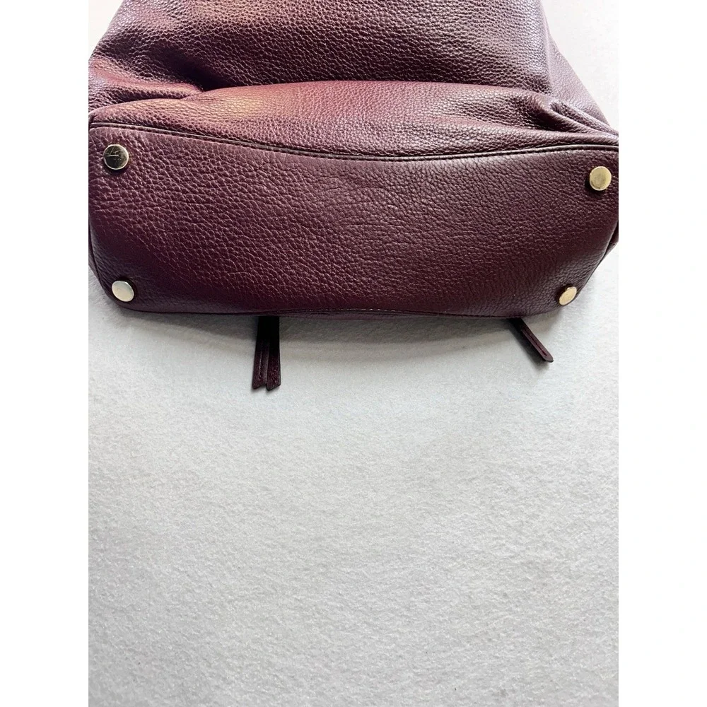 Michael Kors Burgundy Pebbled Shoulder Bag Gold Hardware Zip Inner Pockets
